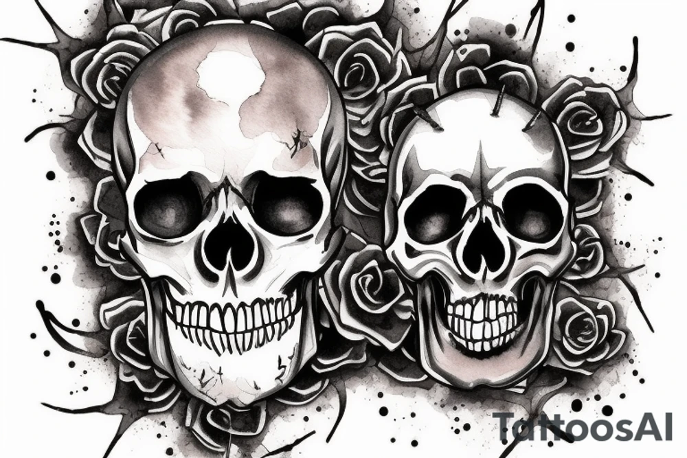 scary skull with spikes tattoo idea