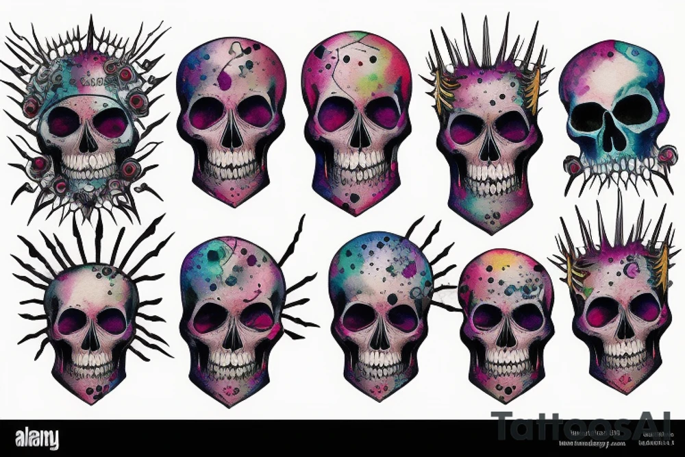 scary skull with spikes tattoo idea