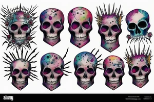 scary skull with spikes tattoo idea