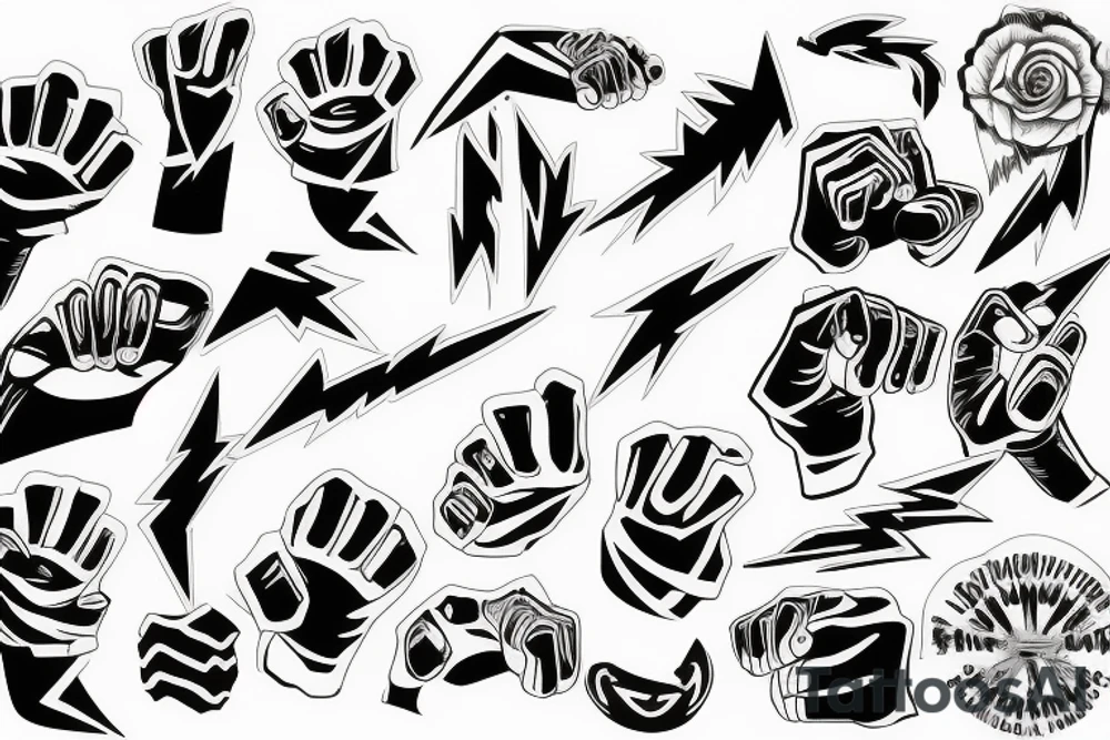 fist breaks the lightning tattoo idea