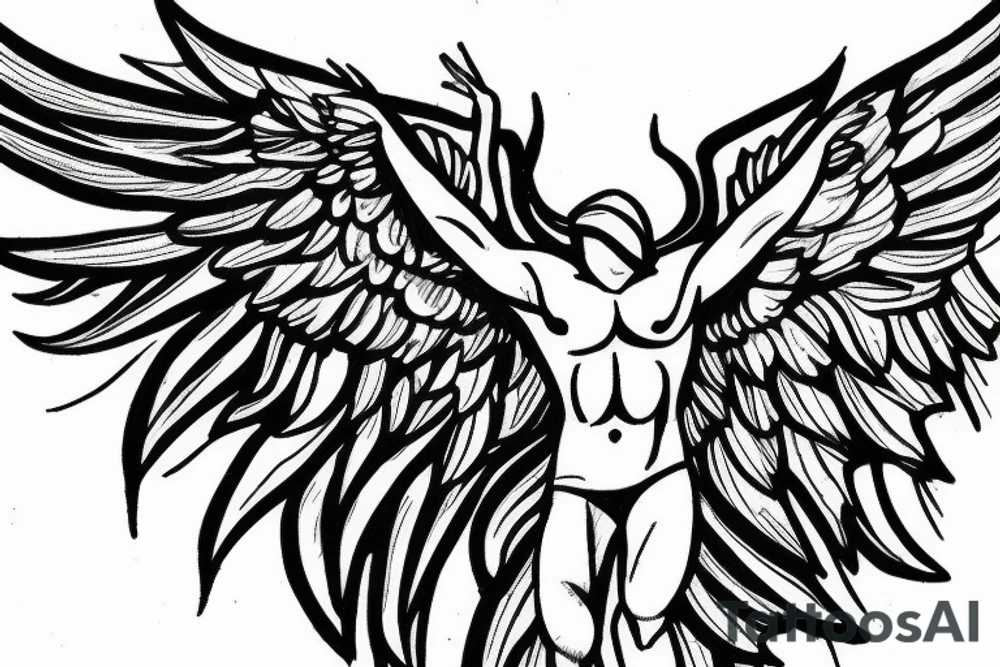 muscular winged angel holding up the earth tattoo idea