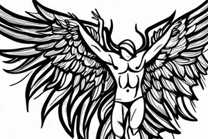 muscular winged angel holding up the earth tattoo idea