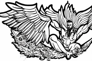 muscular winged angel holding up the earth tattoo idea