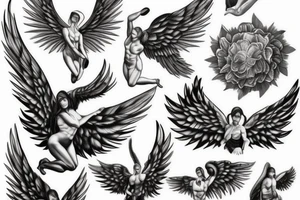 muscular winged angel tattoo idea