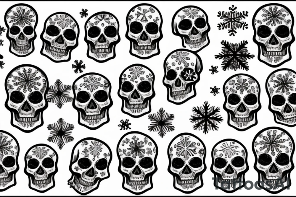 Skull with snowflake tattoo idea