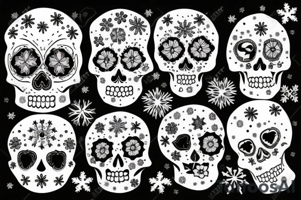 Skull with snowflake tattoo idea