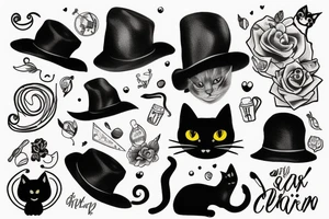 black cat with a hat tattoo idea