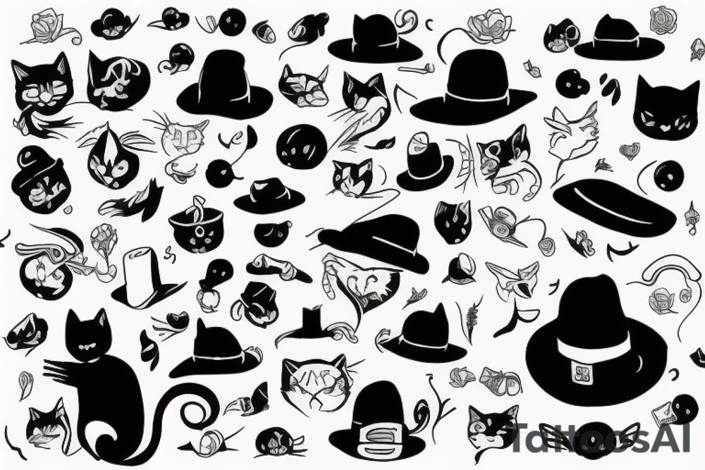 black cat with a hat tattoo idea