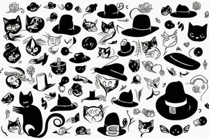 black cat with a hat tattoo idea