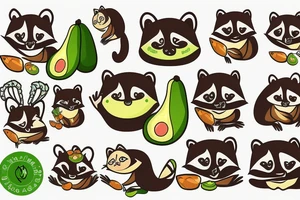 Raccoon and shrimp holding an avocado tattoo idea