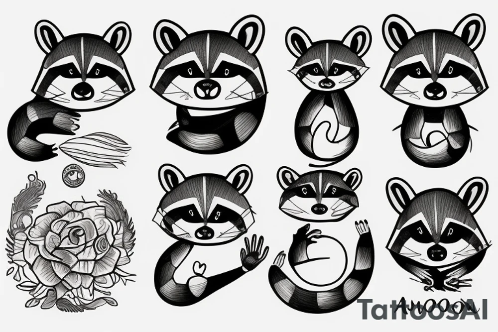 Raccoon, shrimp, avocado tattoo idea