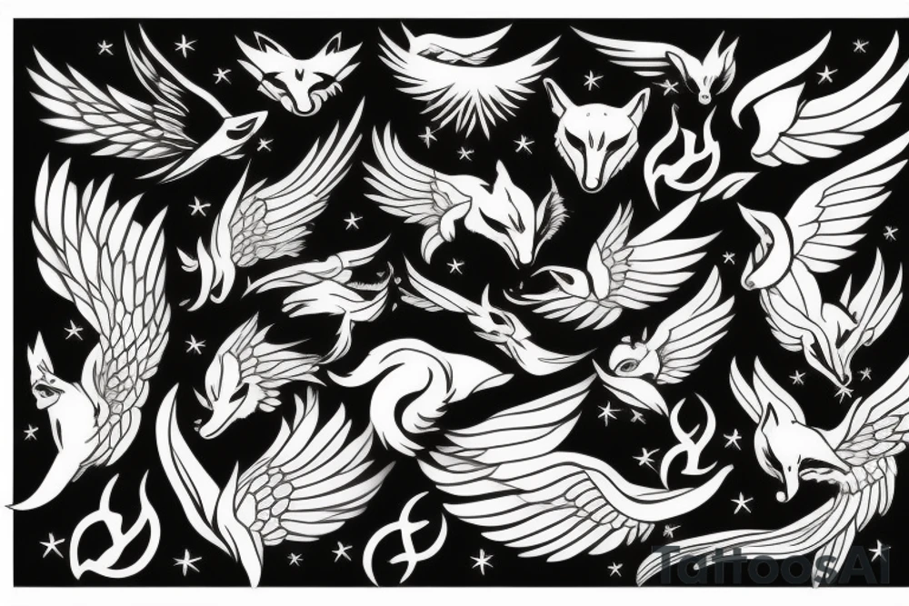 fox with wings tattoo idea