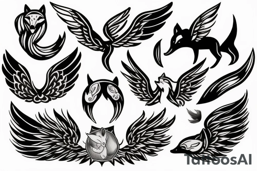 fox with wings tattoo idea