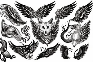fox with wings tattoo idea