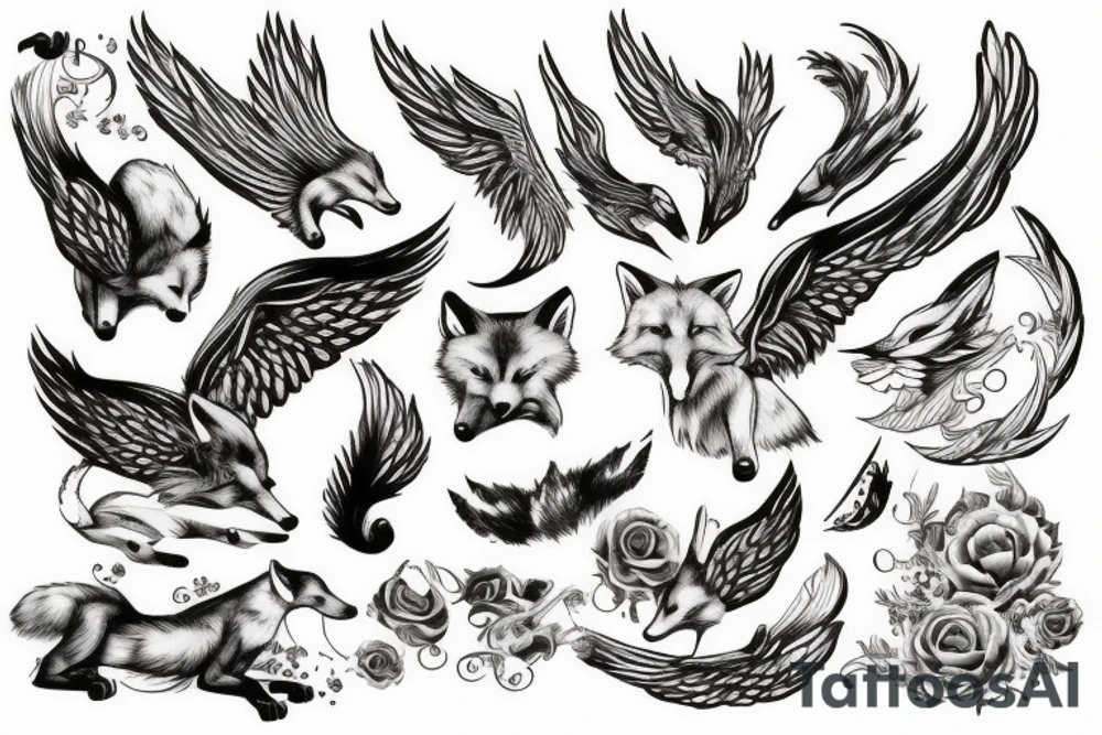 fox with wings tattoo idea