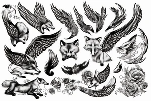 fox with wings tattoo idea