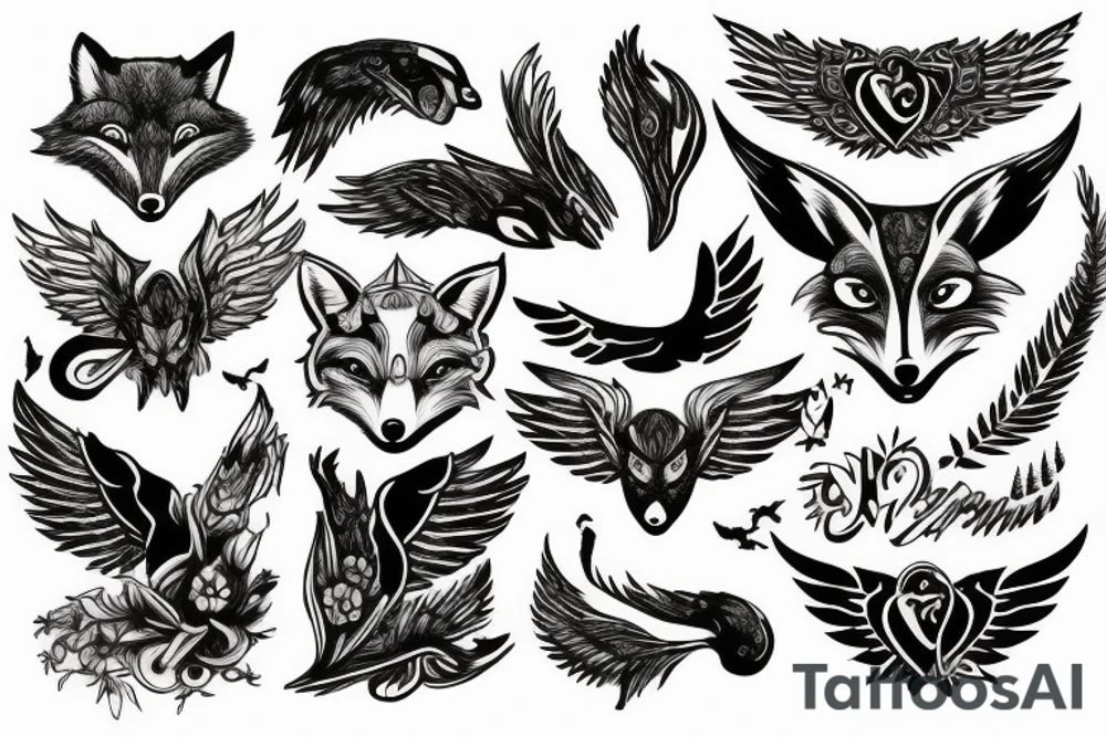 fox with wings tattoo idea