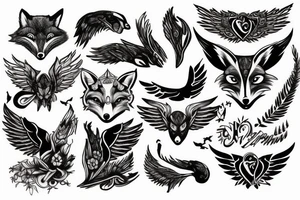fox with wings tattoo idea