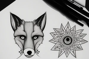 fox with star eyes tattoo idea