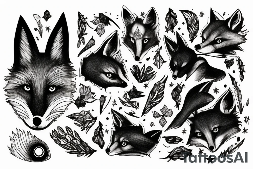 fox with star eyes tattoo idea