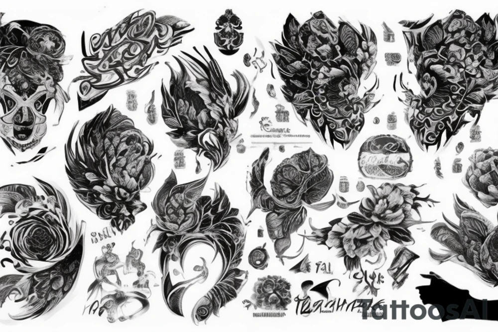 Китайский дракон с языками пламени и игральными костями tattoo idea