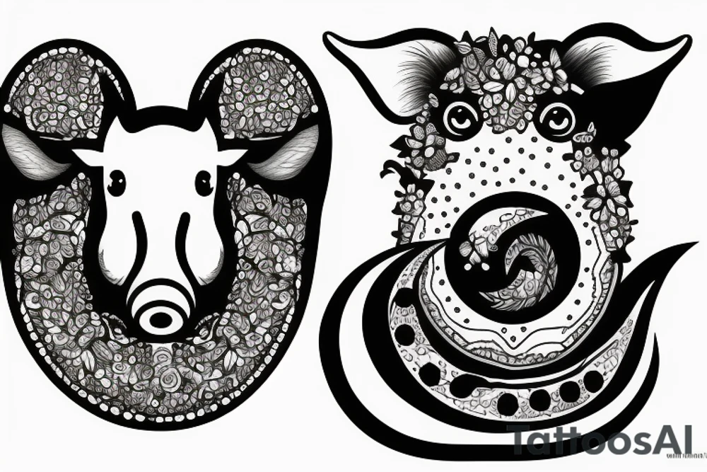Moon pig tattoo idea