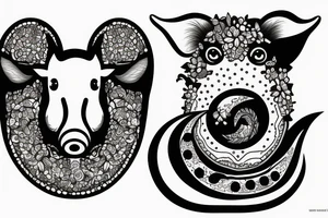 Moon pig tattoo idea