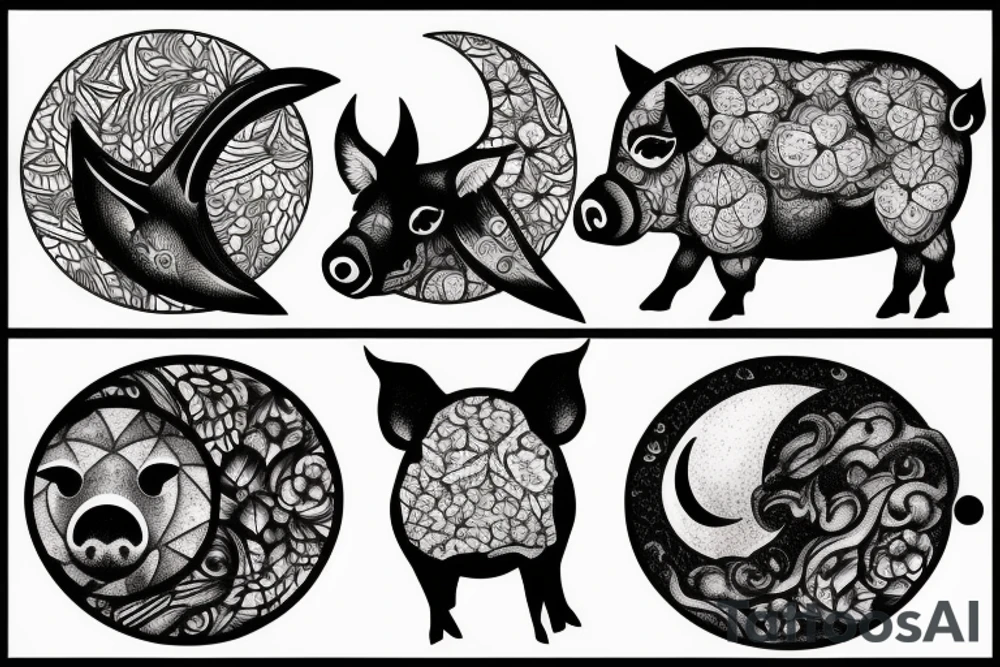 Moon pig tattoo idea