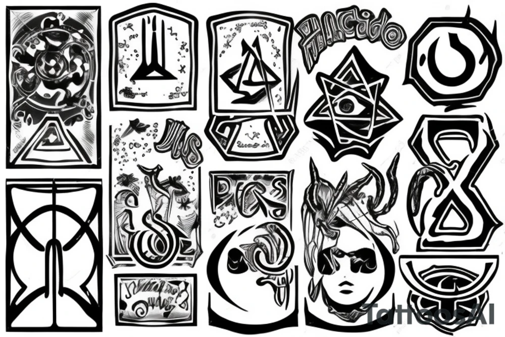 chemical formula mixed with pagan signs tattoo idea