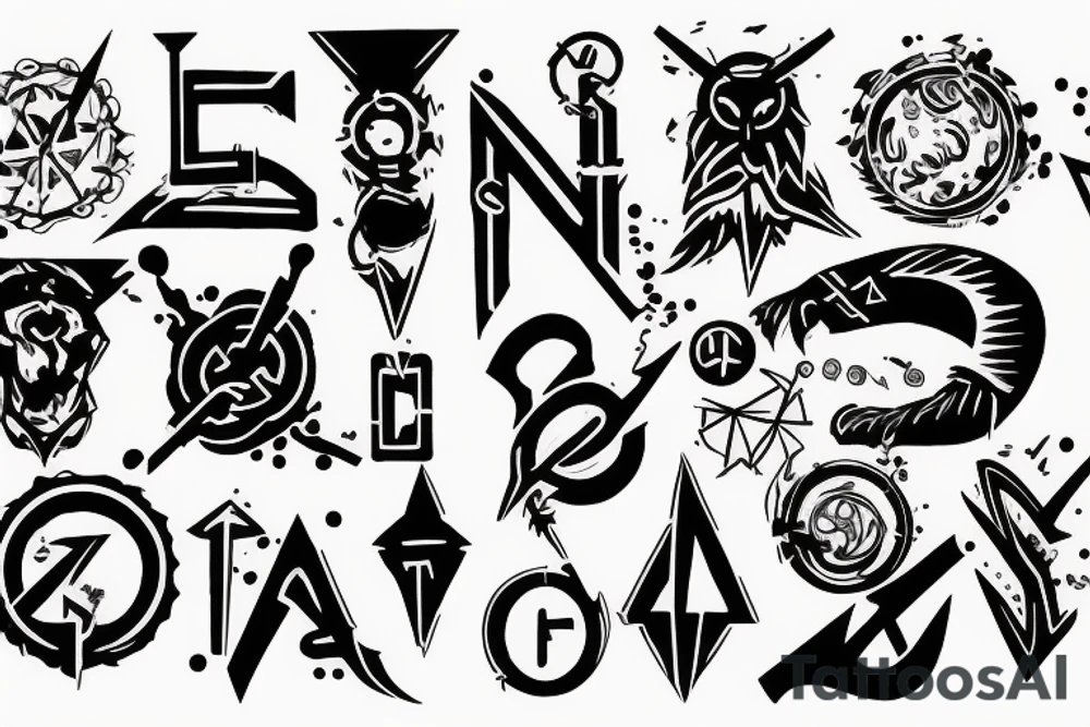 chemical formula mixed with pagan signs tattoo idea