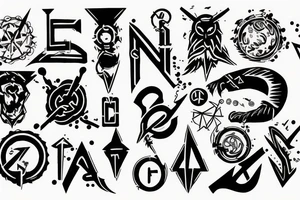 chemical formula mixed with pagan signs tattoo idea