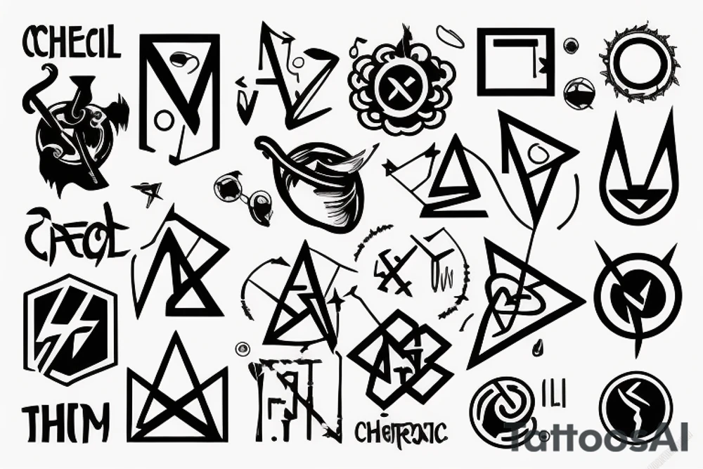 chemical formula mixed with pagan signs tattoo idea