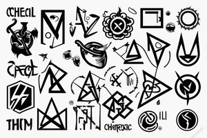 chemical formula mixed with pagan signs tattoo idea