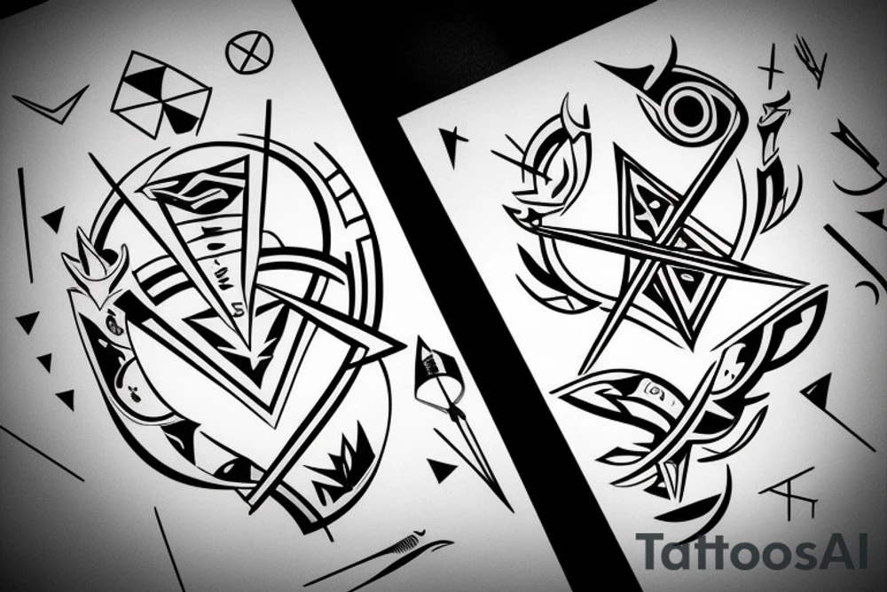 chemical formula mixed with pagan signs tattoo idea