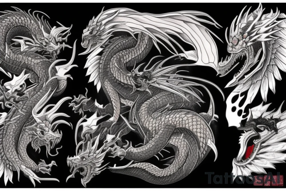 Black dragon with human head tattoo idea