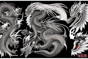Black dragon with human head tattoo idea