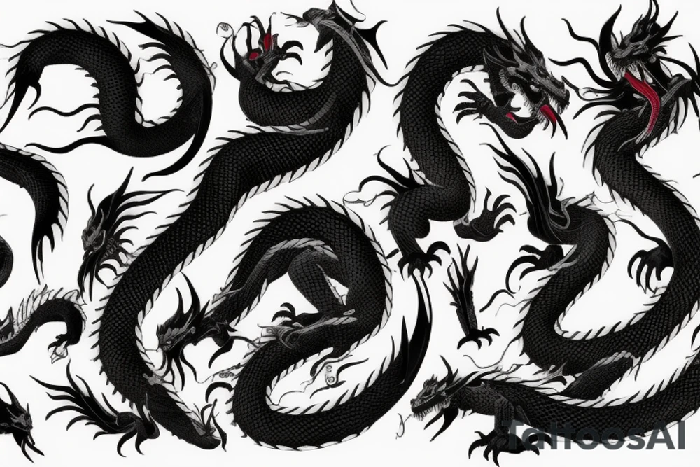 Black dragon with human head tattoo idea