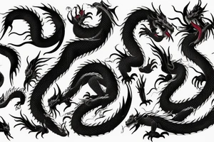 Black dragon with human head tattoo idea