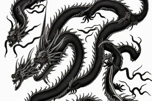 Black dragon with human head tattoo idea