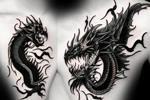 Black dragon with human head tattoo idea
