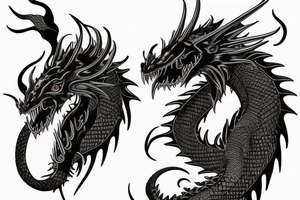 Black dragon with mask tattoo idea