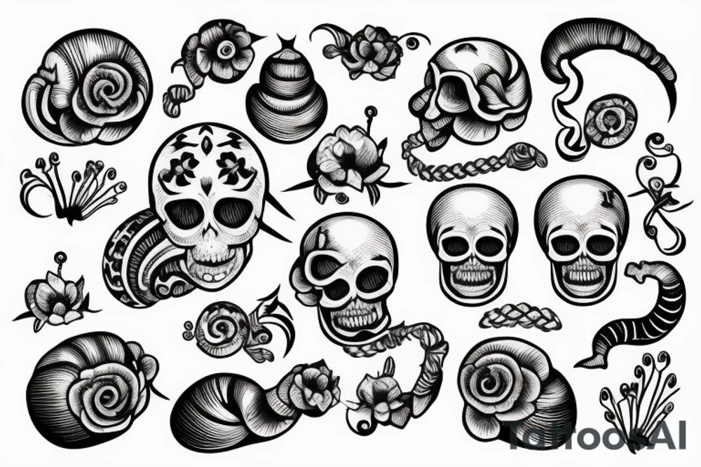 snail with skull tattoo idea