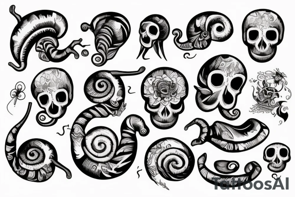 snail with skull tattoo idea