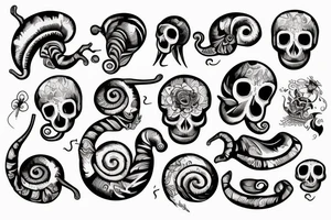 snail with skull tattoo idea