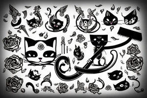 cute cat, but like death with a scythe tattoo idea
