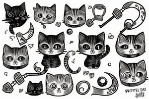 cute cat, but like death with a scythe tattoo idea