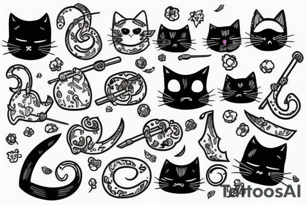 cute cat, but like death with a scythe tattoo idea