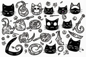 cute cat, but like death with a scythe tattoo idea