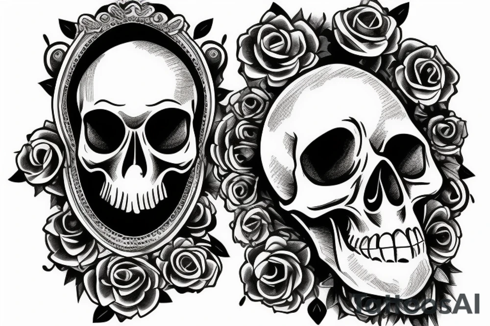 skull on top of hourglass tattoo idea