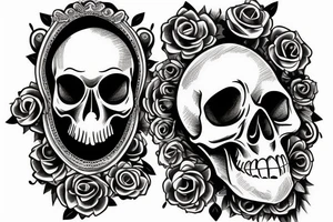 skull on top of hourglass tattoo idea